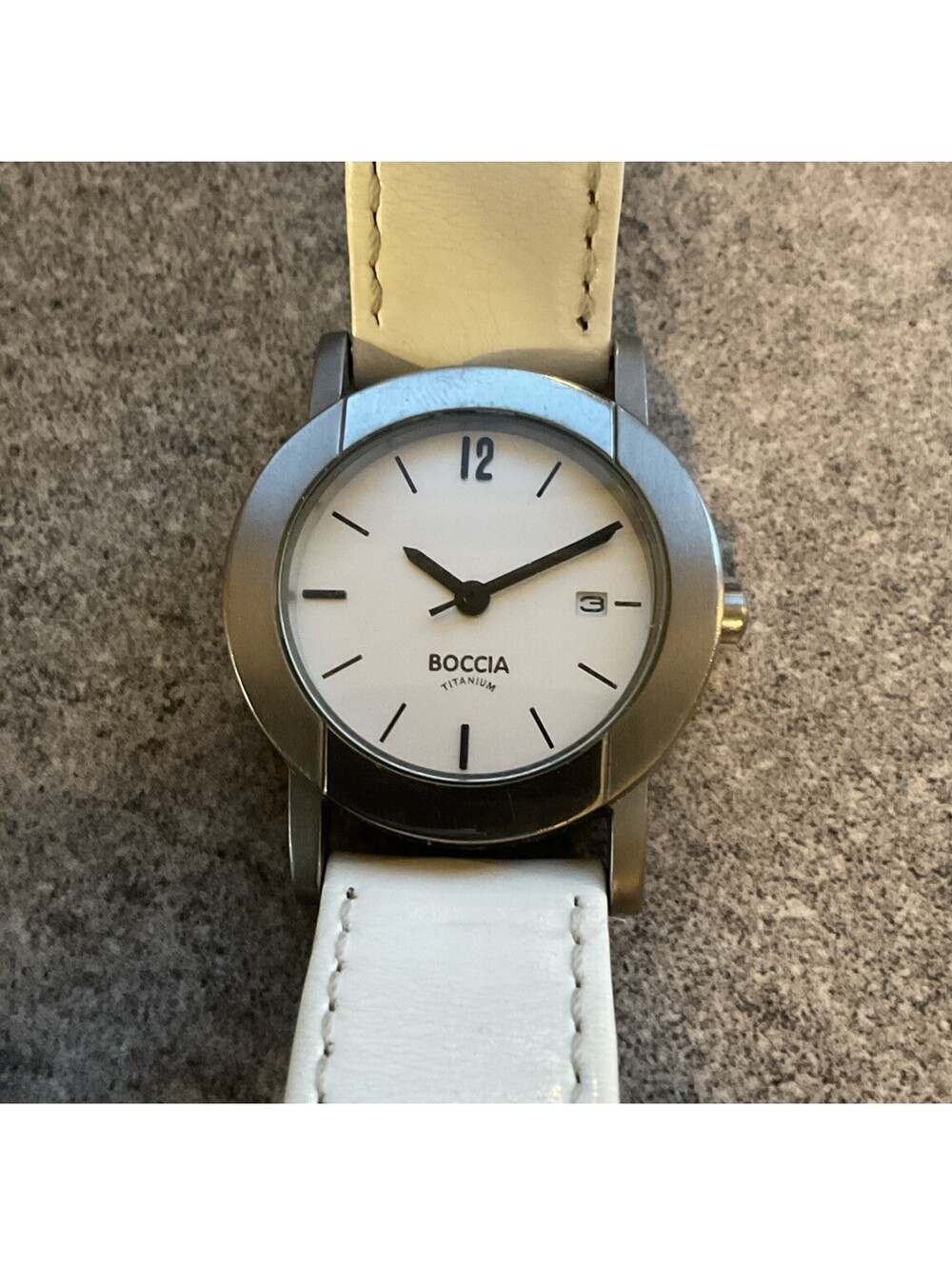 Boccia Titanium Womens Watch 28mm Case With White Leather Band A20